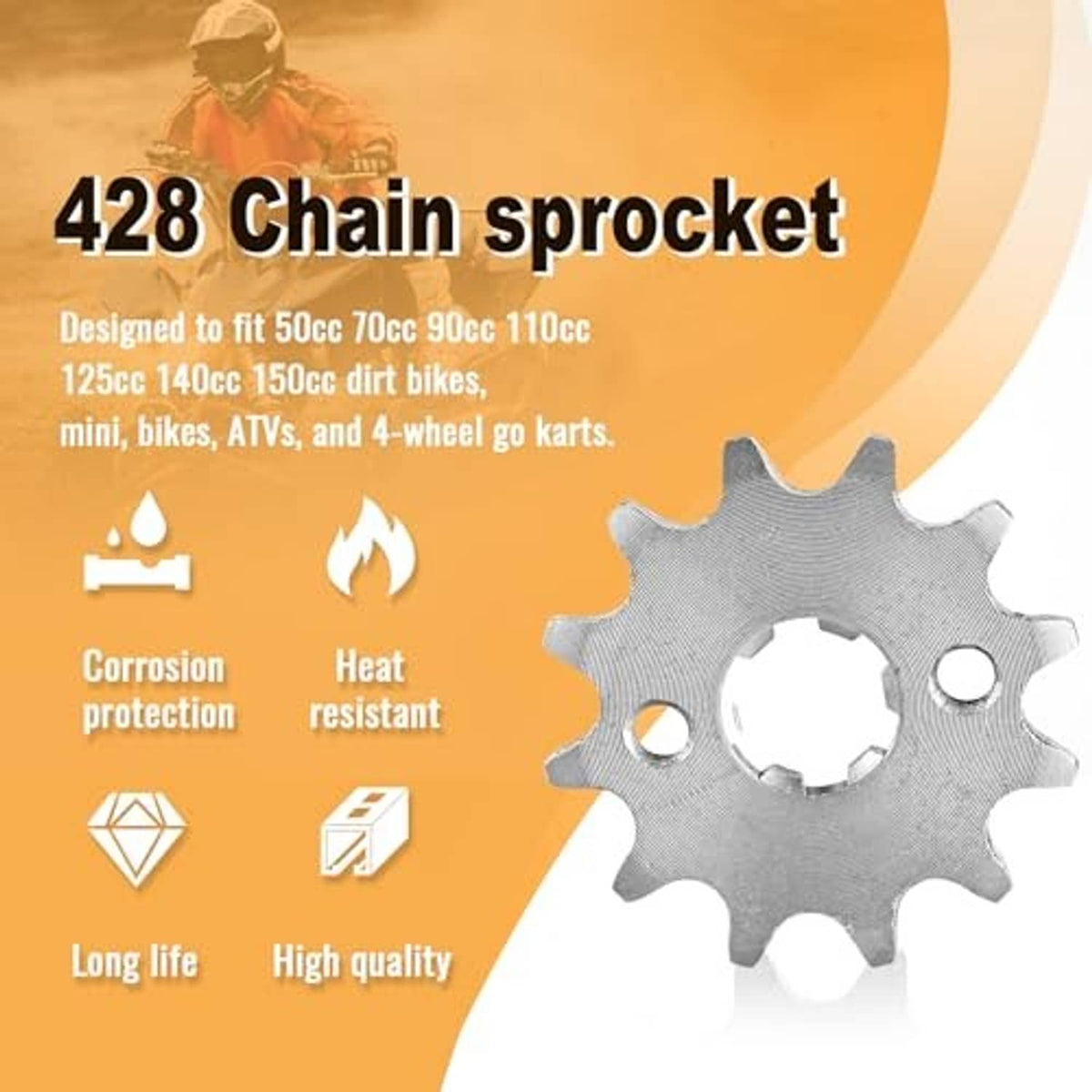 Motorcycle front engine sprocket, dark gray metal with teeth and center opening