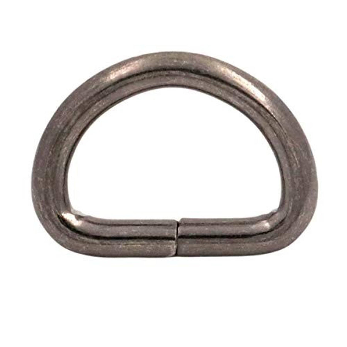 Metal D-ring buckle, dark bronze, single open oval loop with bar center