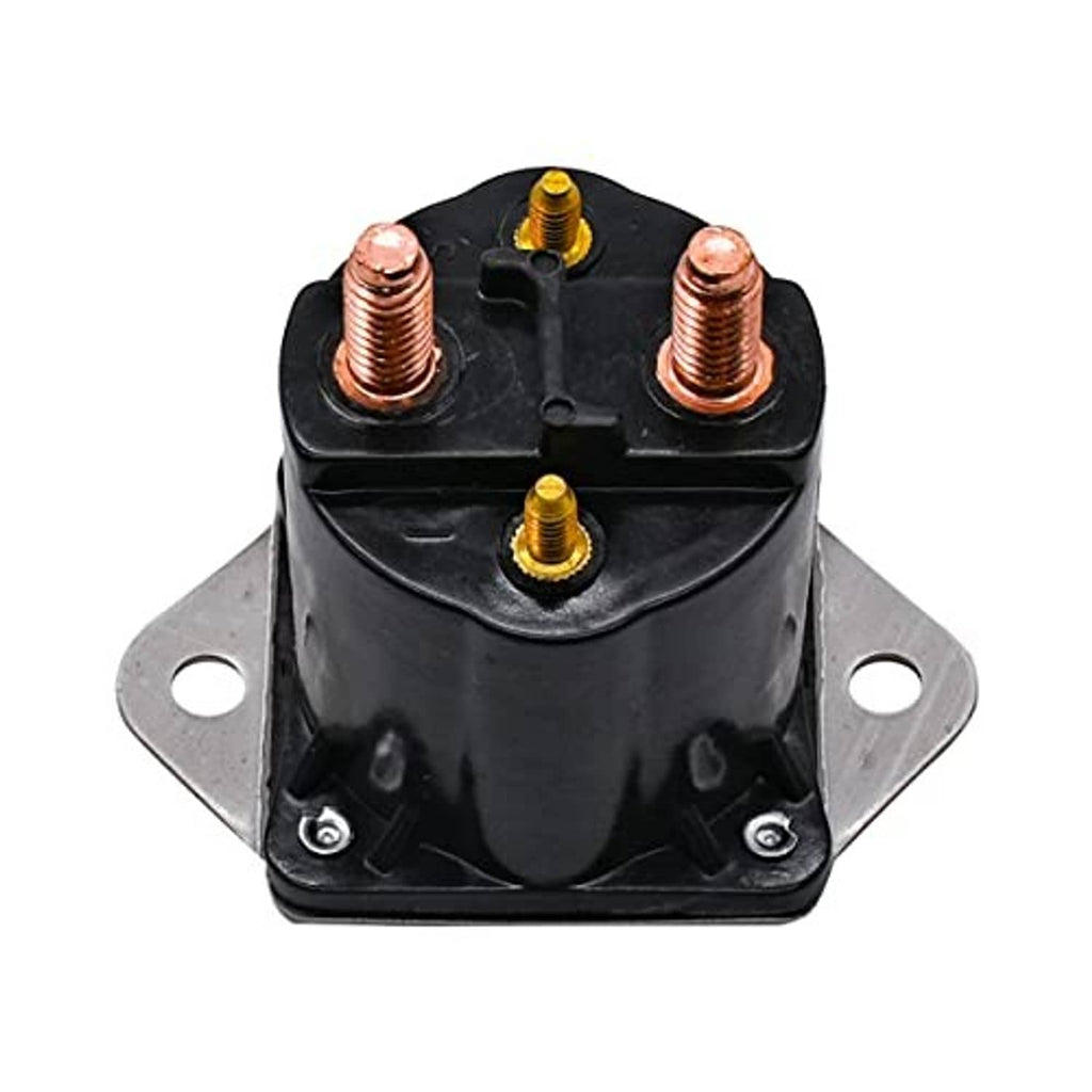12V starter solenoid with three copper posts and metal mounting bracket