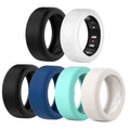 Multi-color silicone ring covers set: black, white, blue, mint, and light gray
