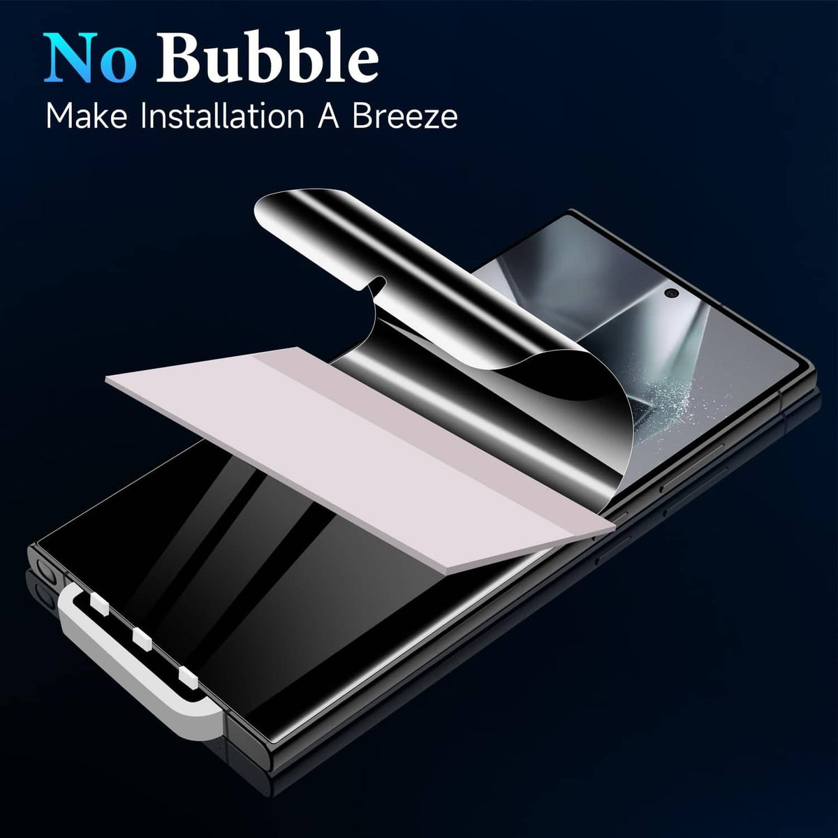 Black screen protector film set with no-bubble installation design