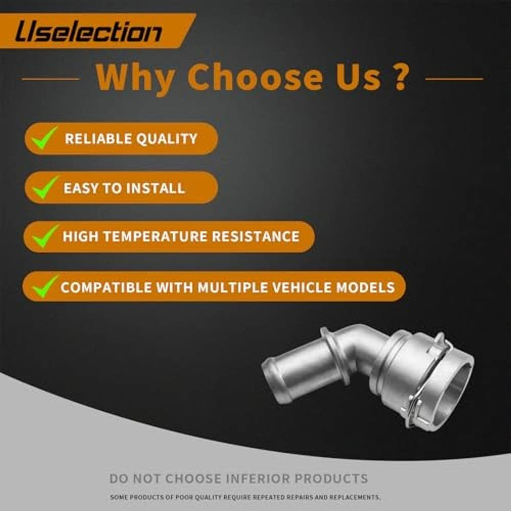 Silver aluminum cooling quick connector elbow with spring clamp and angled outlet
