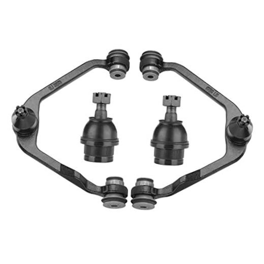 Front upper control arm set with ball joints and bushings, black steel hardware