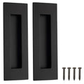 Matte black recessed finger flush pull handles, stainless steel, with mounting screws