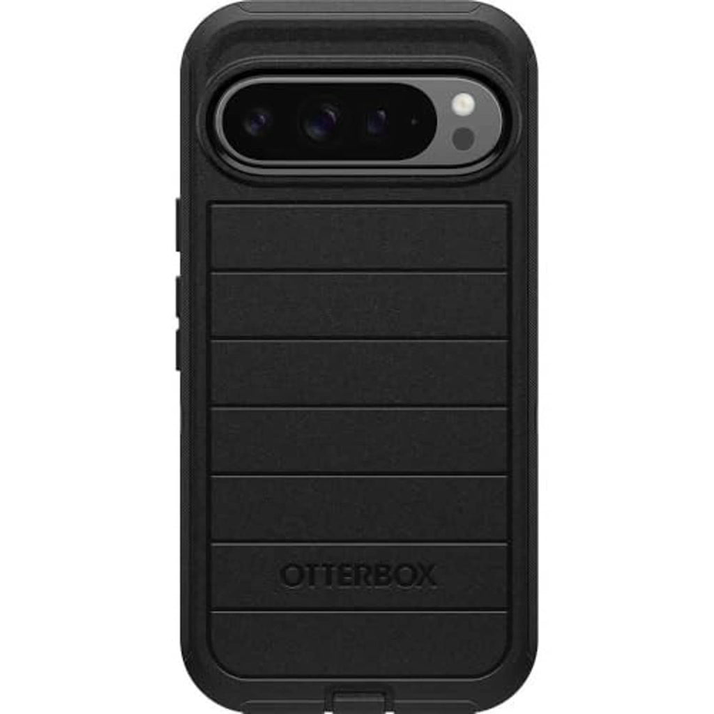 Black OtterBox Defender case for Pixel 9 Pro XL, front cover and camera cutout