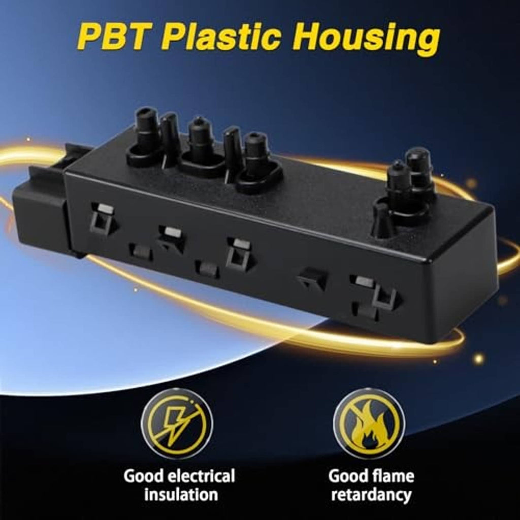 Power seat adjuster switch with PBT plastic housing and raised black button posts
