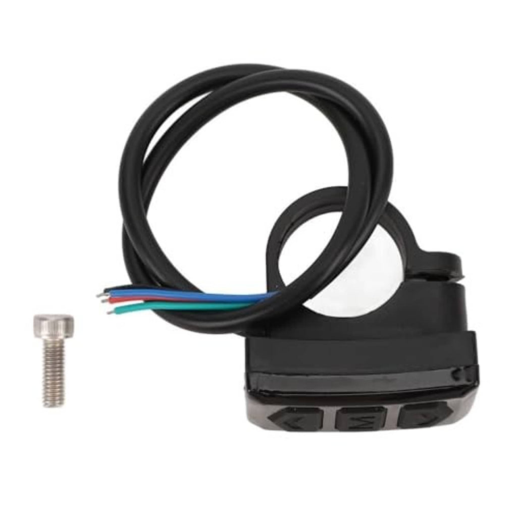 Black e-bike display switch control box with wire harness and four button keys