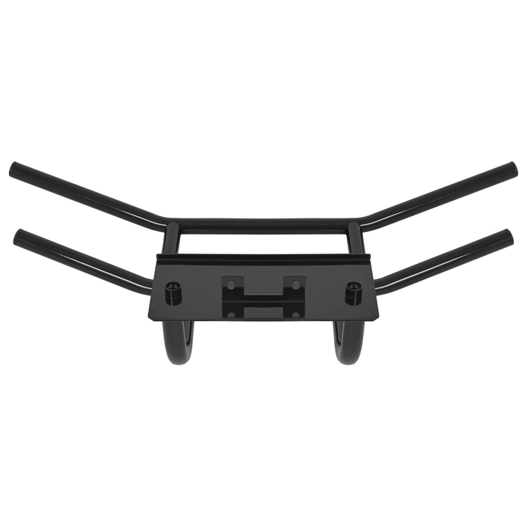 Black golf cart bumper brush guard with side posts and flat mounting plate