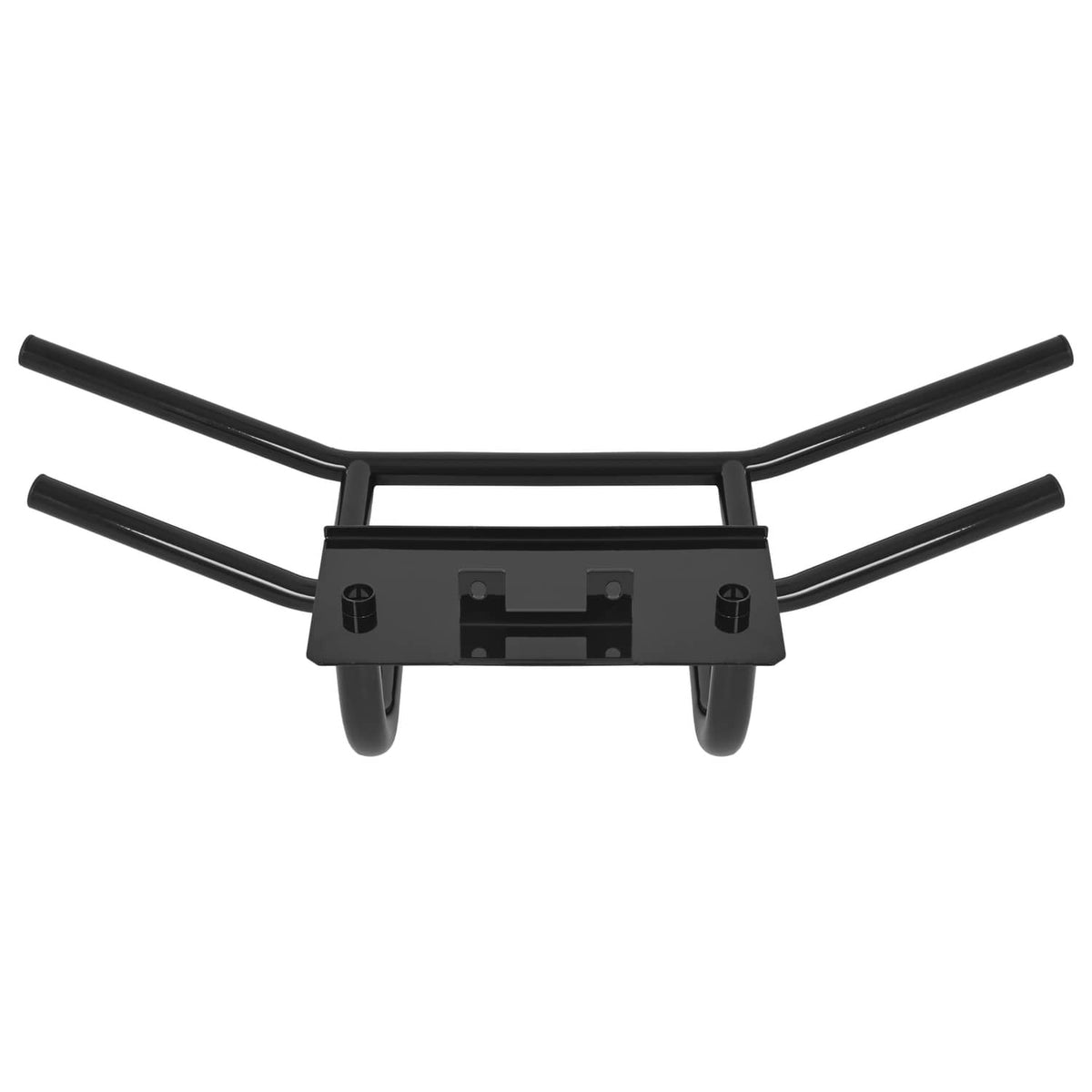 Black golf cart bumper brush guard with side posts and flat mounting plate