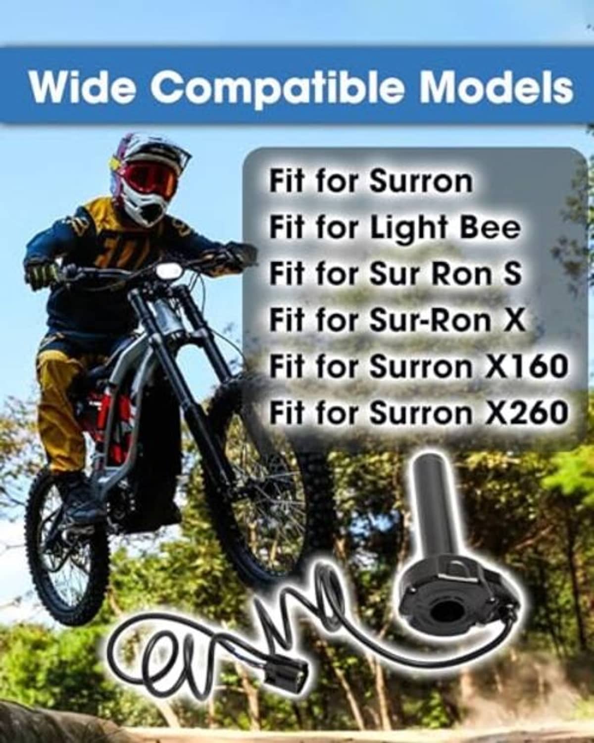 Spring-loaded throttle grip with black housing and coiled return spring