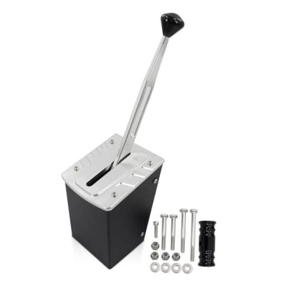 Forward-reverse golf cart shifter assembly with silver lever and black base