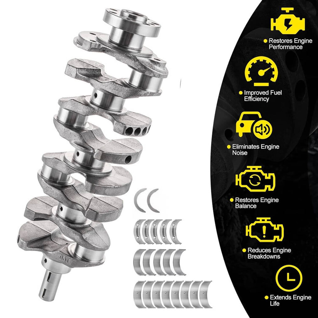 Engine crankshaft and bearing kit with crankshaft and curved bearing shell sets