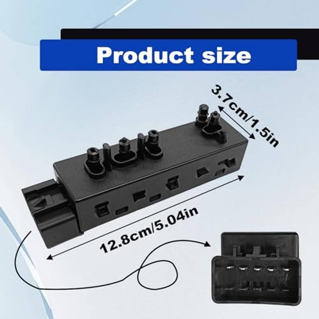 Black power seat control switch module with knob caps and rectangular port row