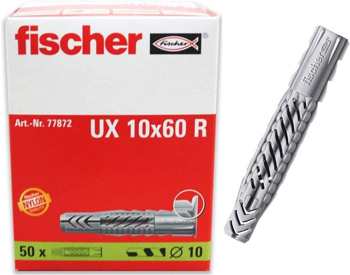 fischer Universal Plug UX gray expansion anchor kit, 10x60 mm, 50 pieces in box