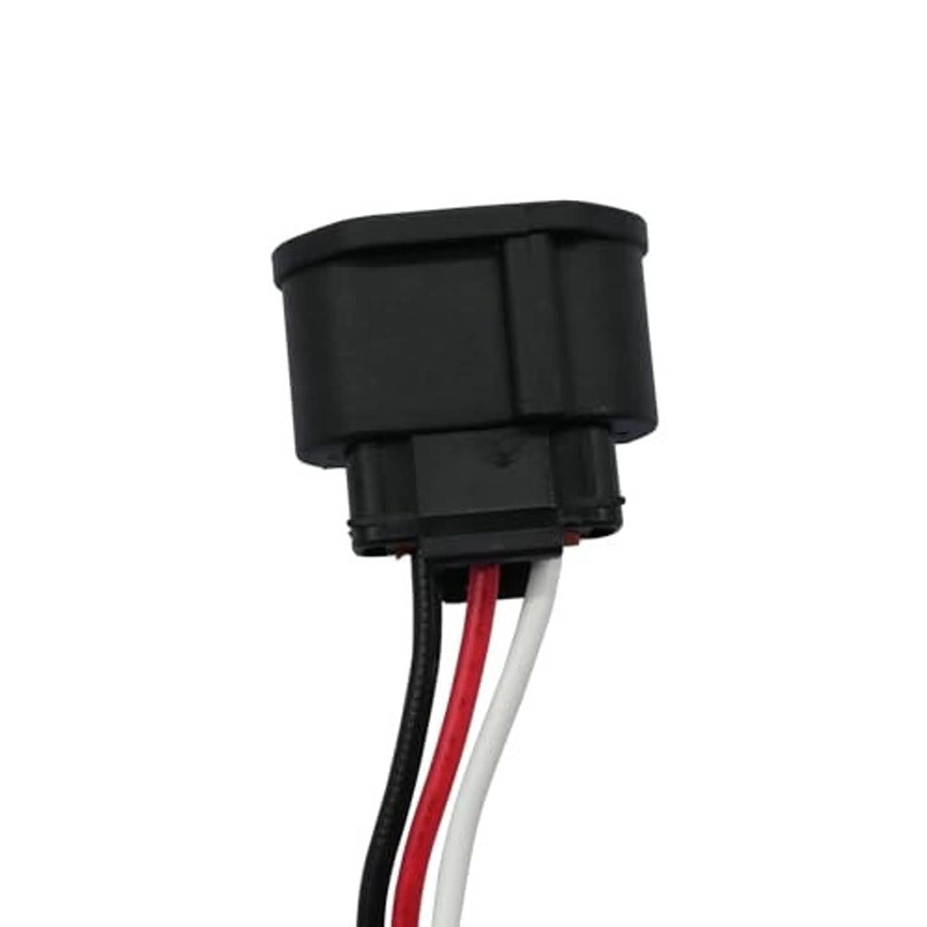 Electronic throttle body connector pigtail with black plastic housing and red/white wires
