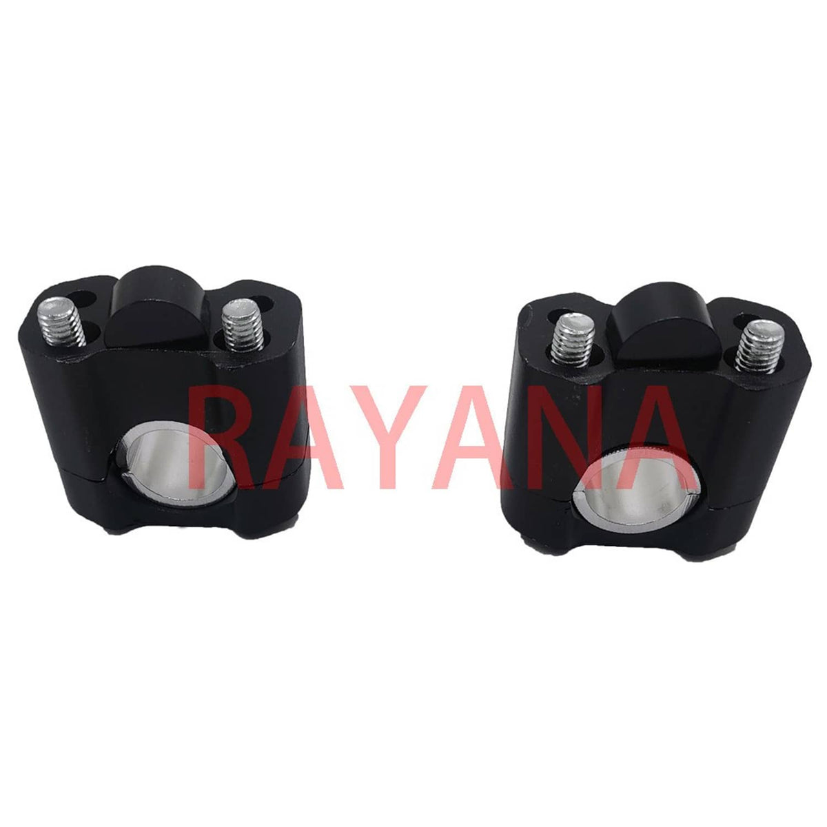 Black handlebar riser clamp adaptor with four-bolt plate and central curved opening