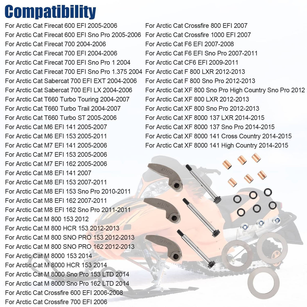 Clutch rebuild kit compatibility list with illustrated component set