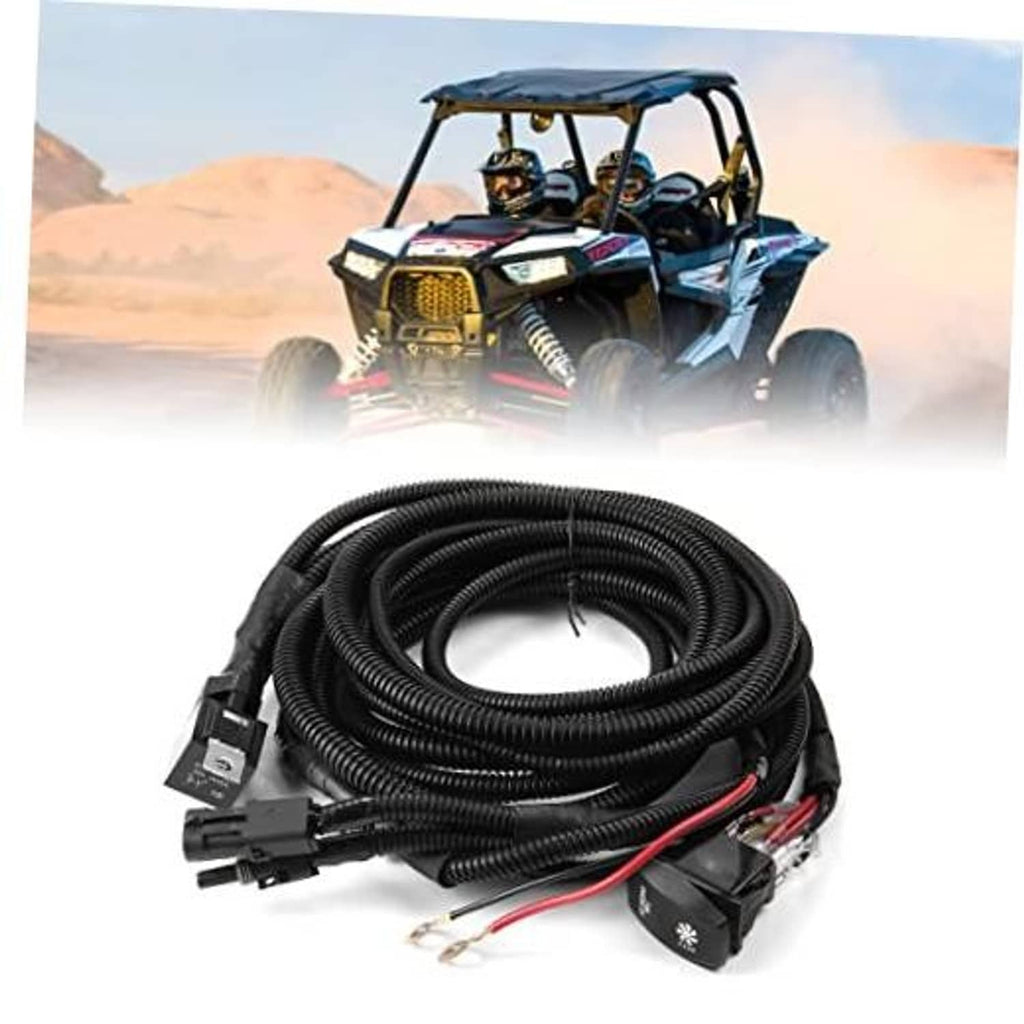 Fan override switch kit wiring harness with relay, fuse, and LED rocker switch