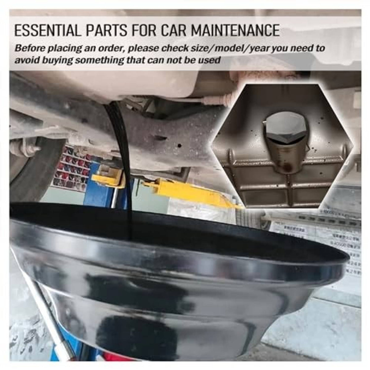 Installed rear differential drain plug with hex head and threaded body