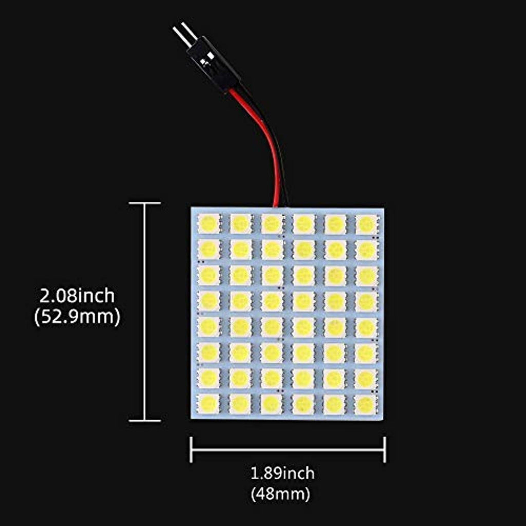 Square LED panel with 5050 chips and red/black leads, compact 48mm size