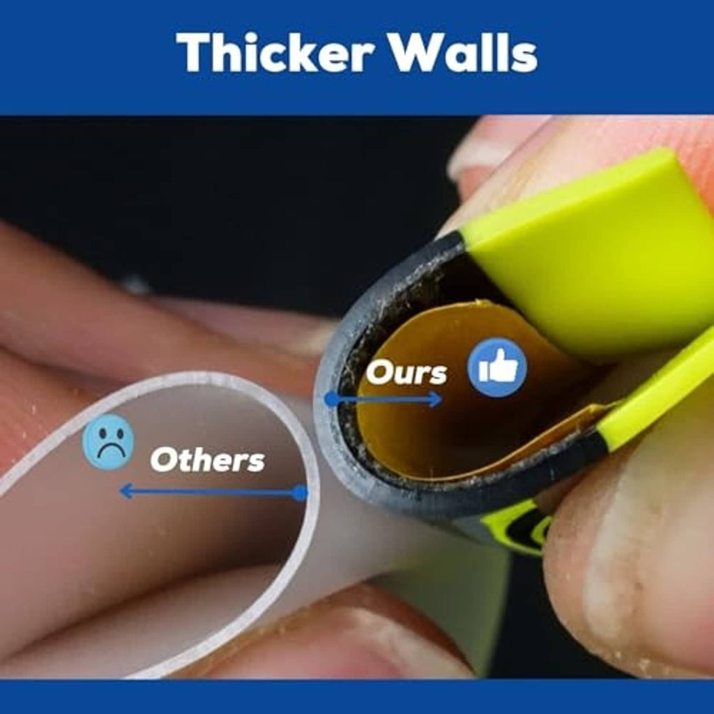 Neon yellow tire liner strip close-up for thicker puncture-resistant walls