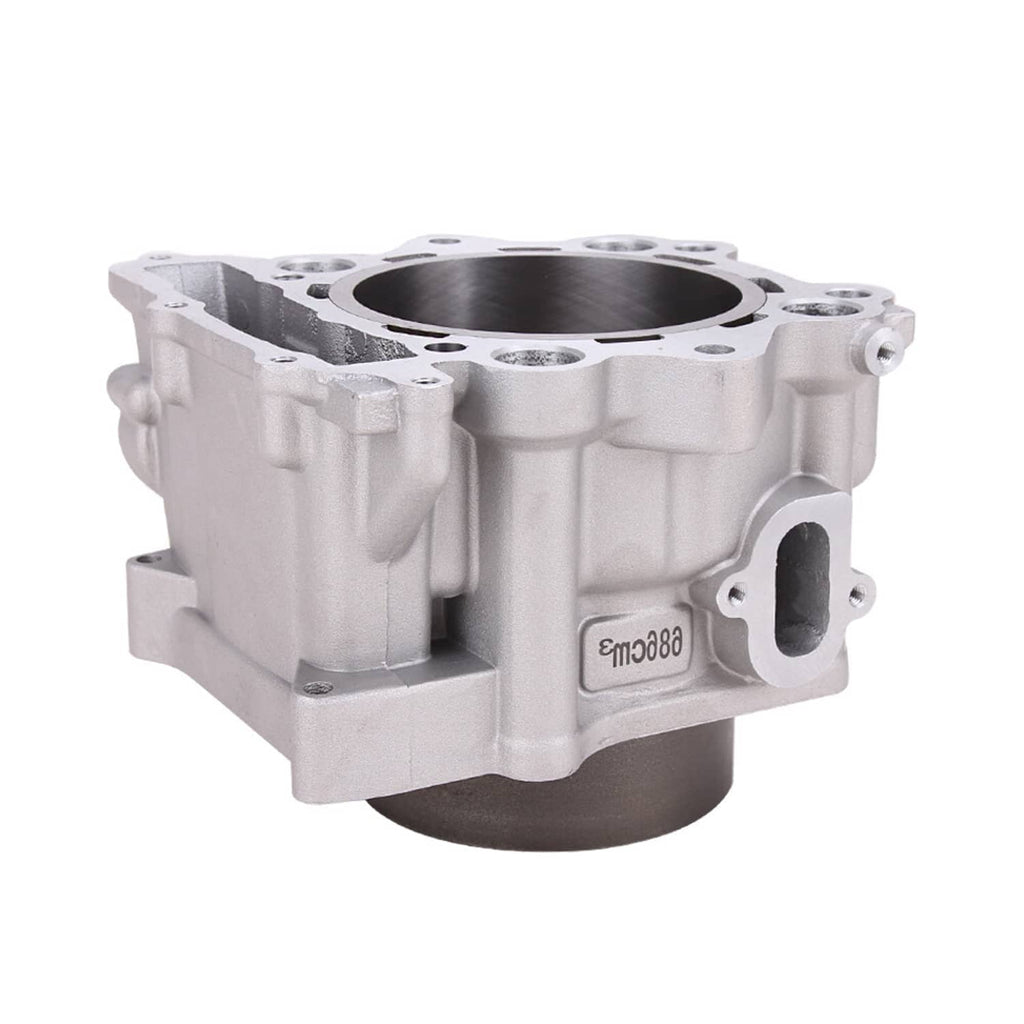 Engine cylinder block with side port and piston bore, silver metal housing
