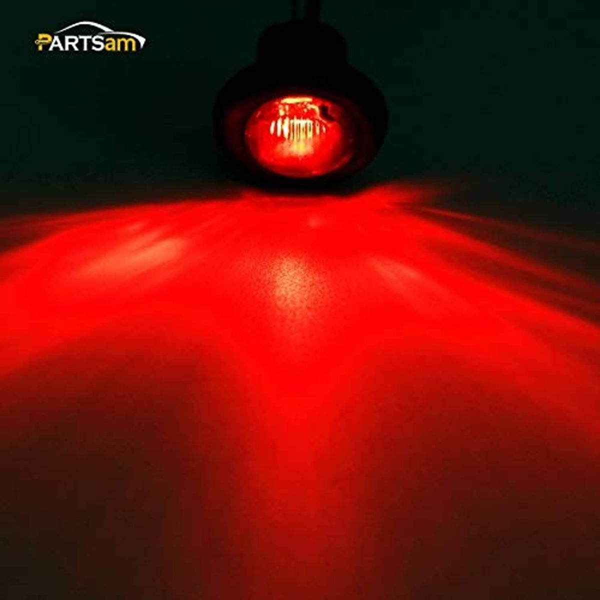 Single round LED marker light with red glow and black bezel