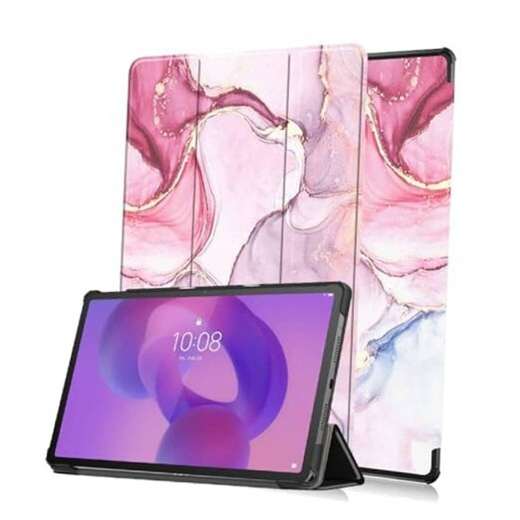 Pink marble tablet folio case with front cover and adjustable viewing kickstand