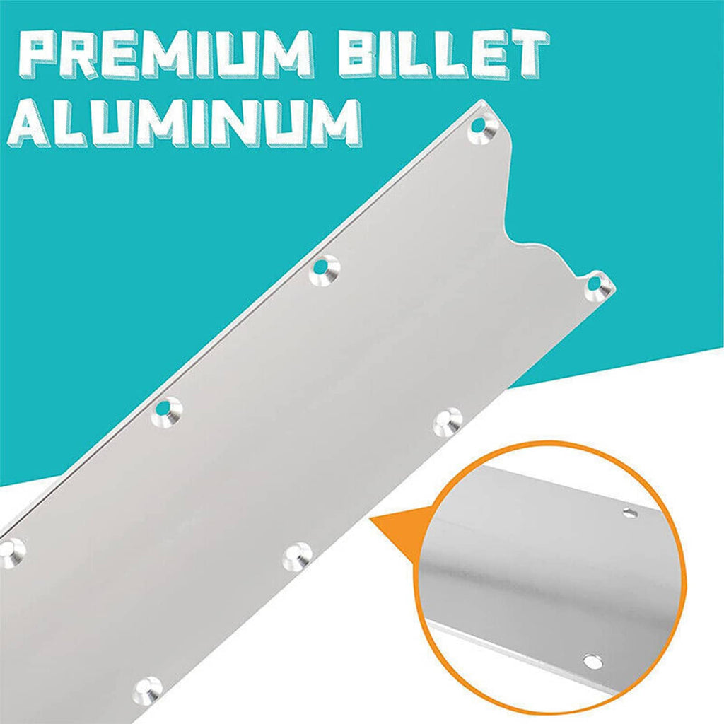 Premium billet aluminum valley pan cover plate with scalloped corner cutout