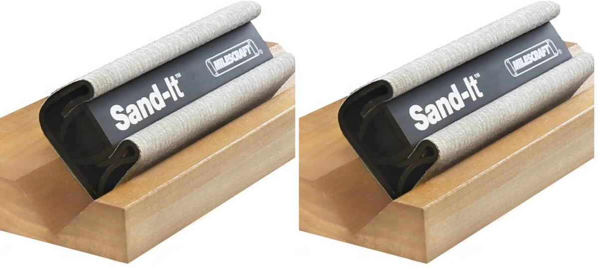 Milescraft Sand-It multi-surface sanding block, gray abrasive sleeve with black holder