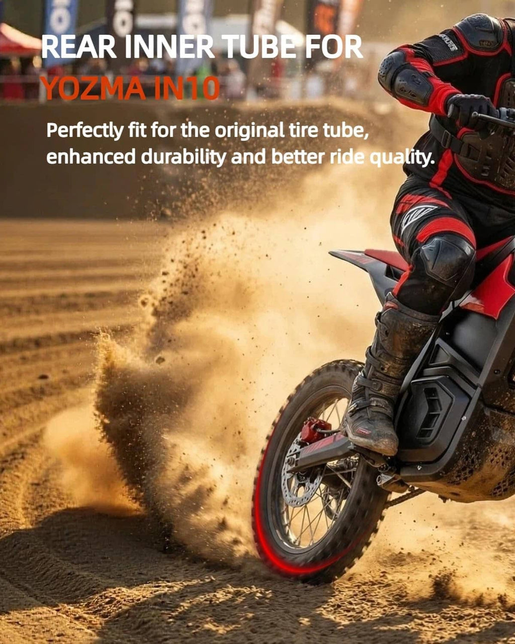 Black dirt bike rear inner tube, thick rubber for durability