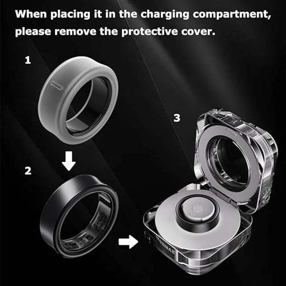 Ring cover silicone case and charging slot open view with side notch