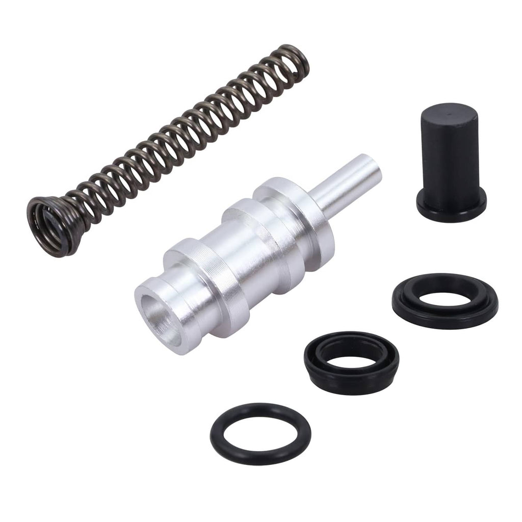 Front brake master cylinder rebuild kit parts: piston, spring, and rubber seals