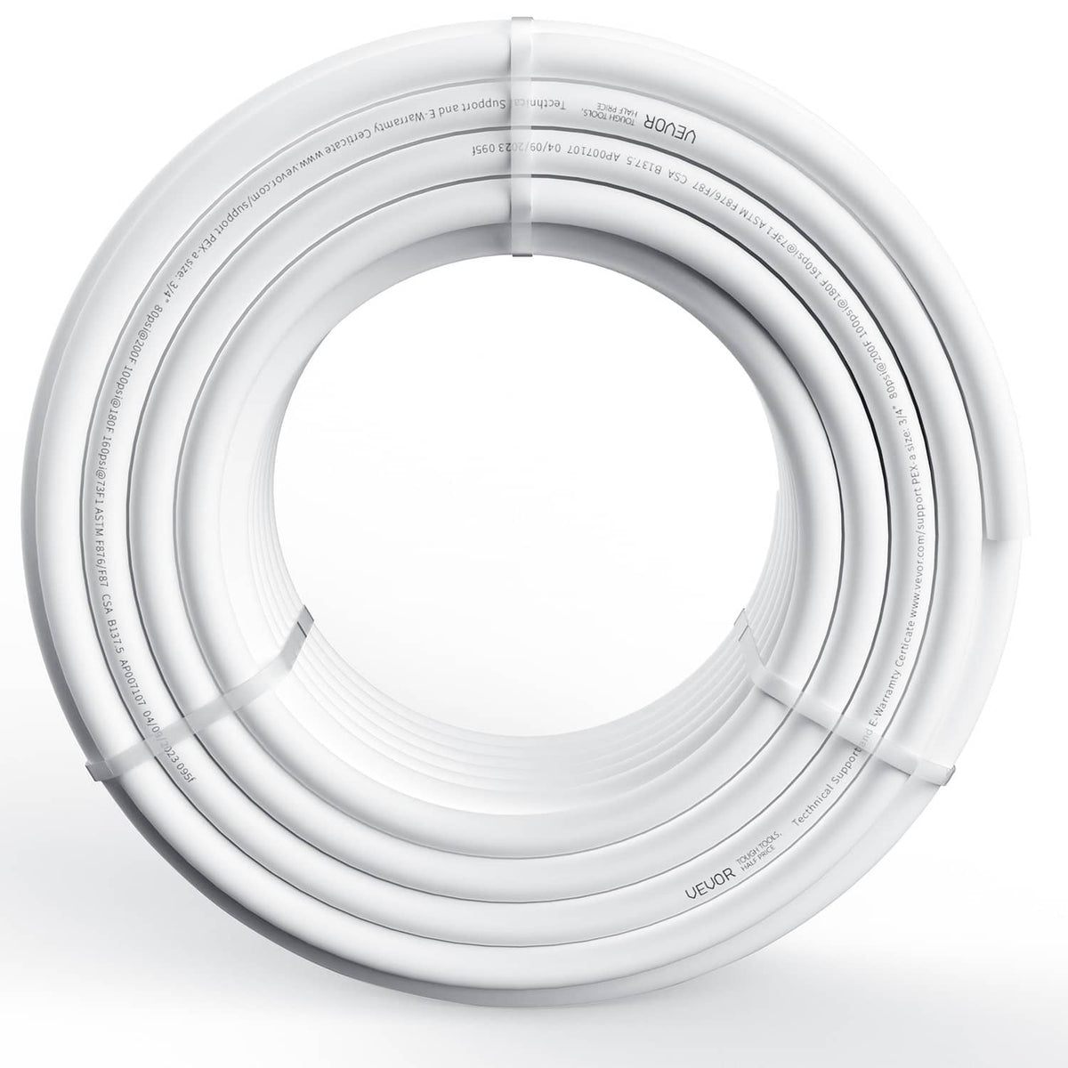 White PEX-A tubing coil, 3/4 in, 100 ft