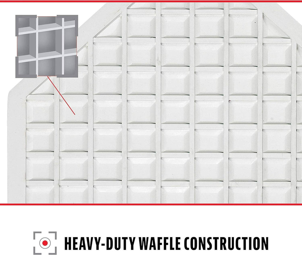 White rubber home plate with waffle-grid construction texture detail.