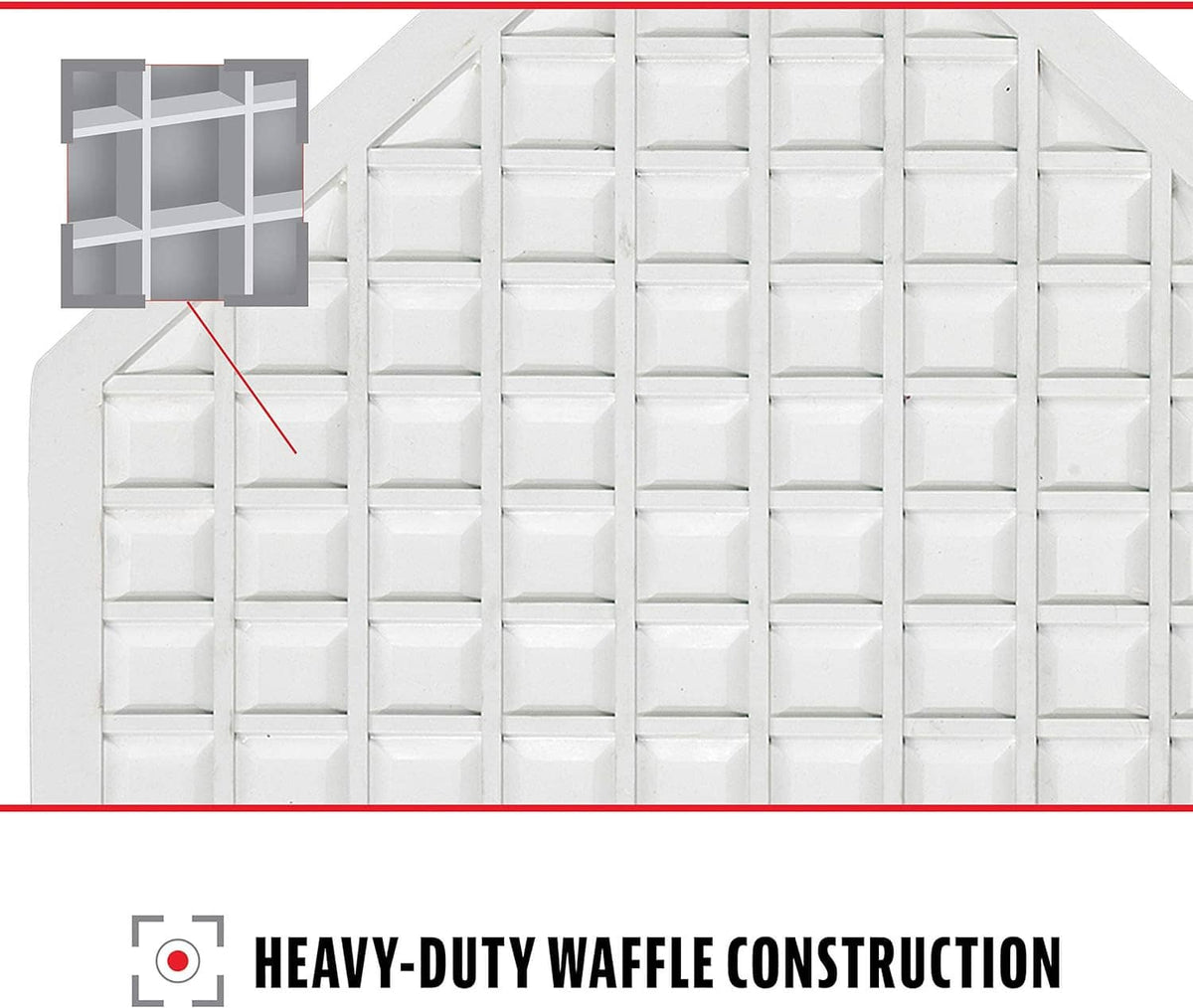 White rubber home plate with waffle-grid construction texture detail.