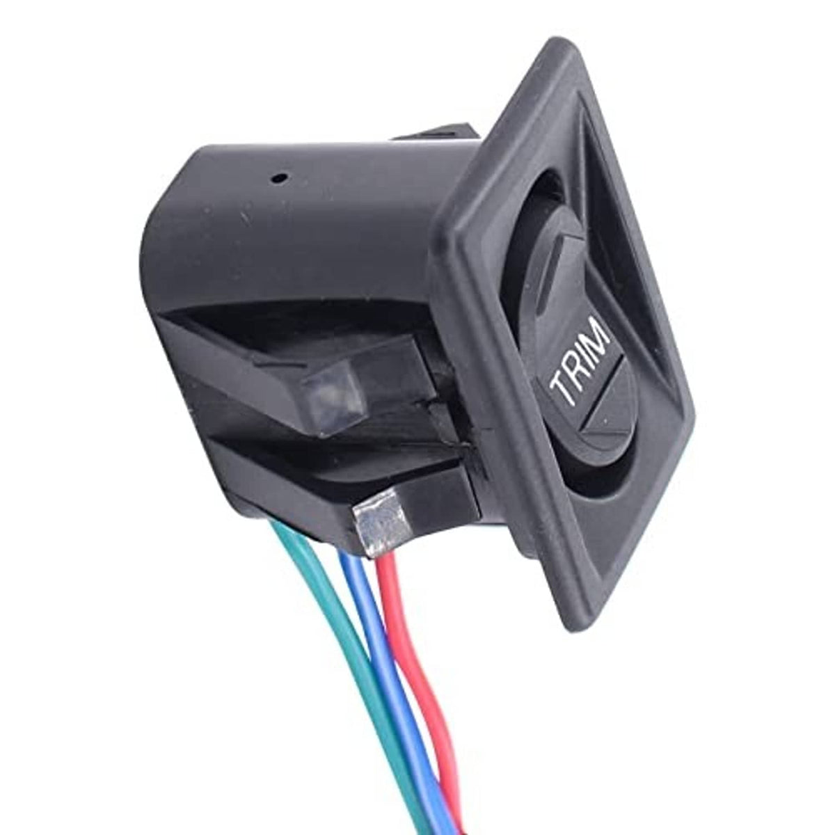 Close-up trim switch with 'TRIM' icon and colored wire connections