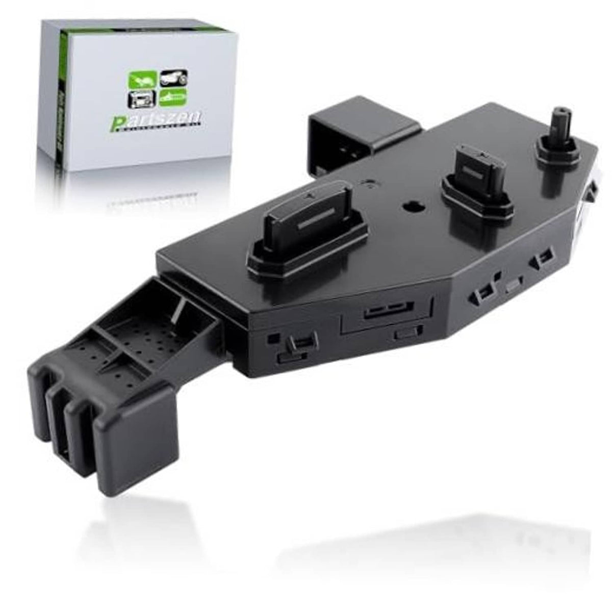 Black power seat control switch module with three switch buttons and ports