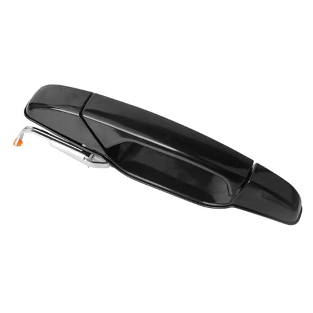 Black exterior door handle with chrome latch, outside front right passenger side view