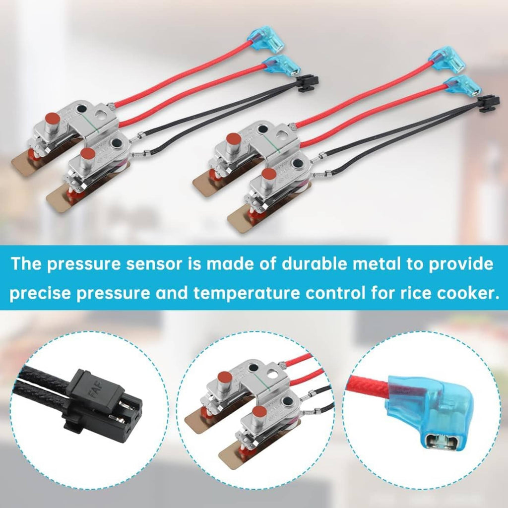 Two-pack pressure sensor switches with metal brackets, red cables, and blue connectors