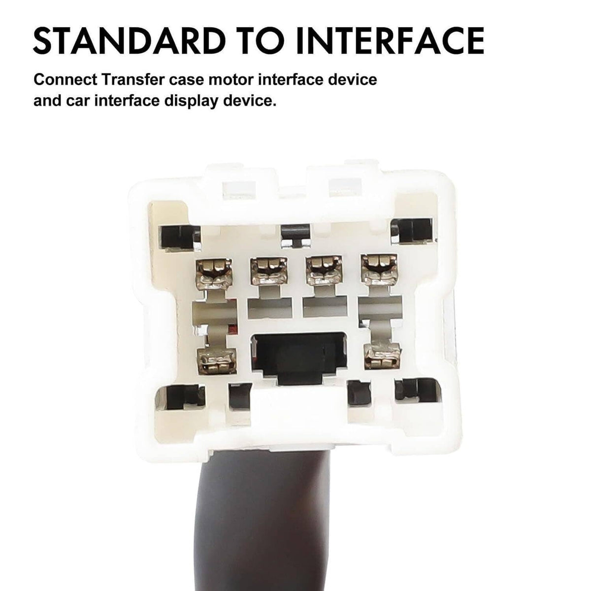 Power window motor wiring interface connector housing with multiple terminal pins