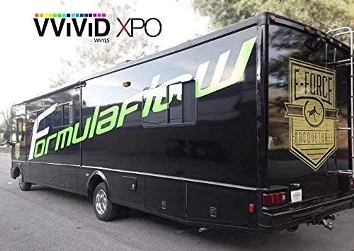 Black high-gloss vinyl-wrapped trailer side, glossy realistic paint-like finish