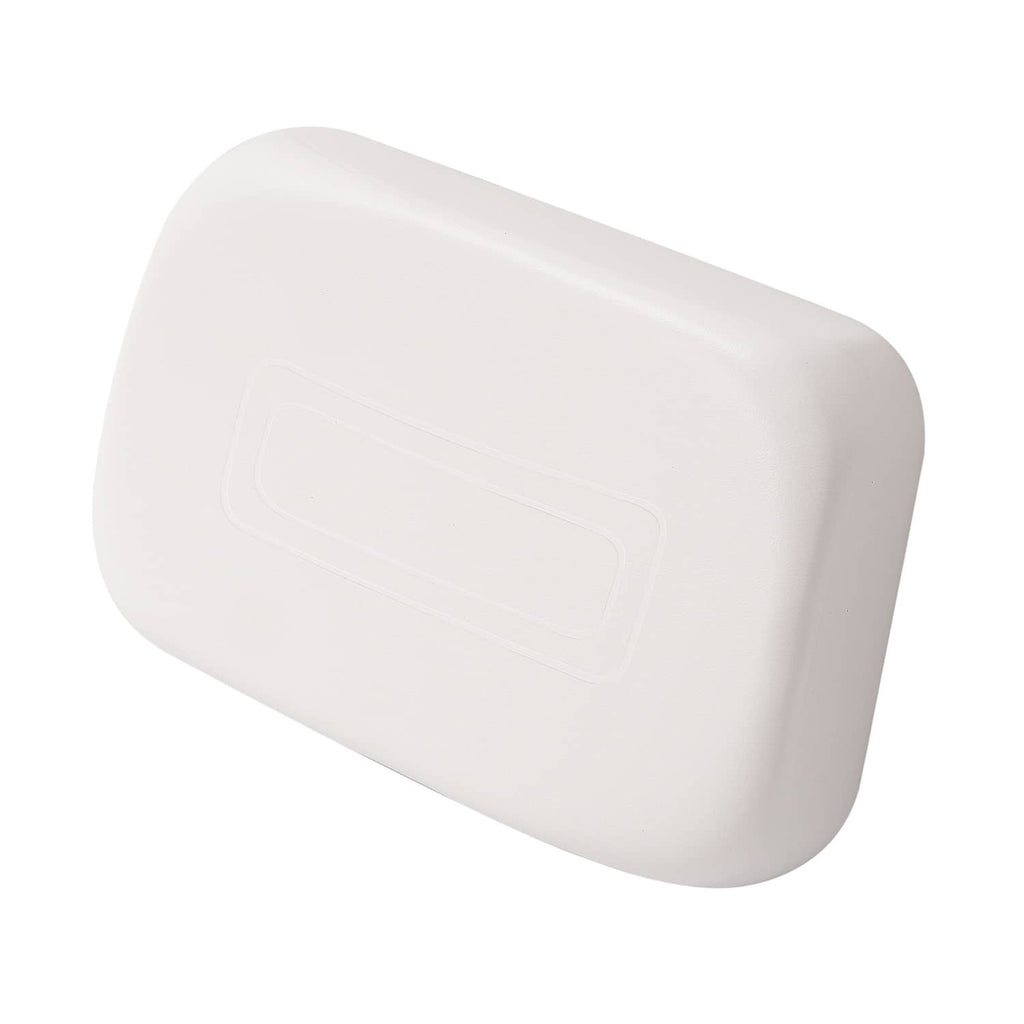 White front seat back cushion for golf cart, rounded shape with molded panel detail