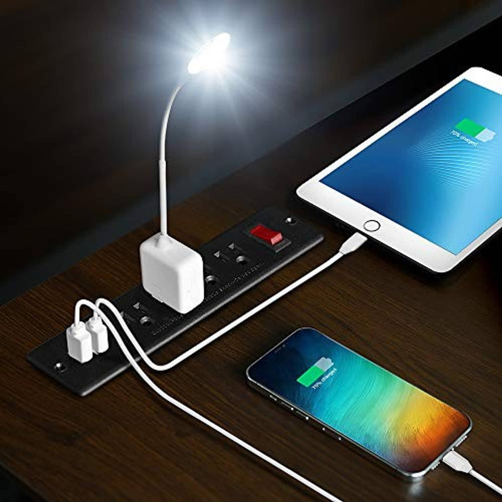 Recessed mount power strip with 4 AC outlets and 2 USB ports, white cord adapter