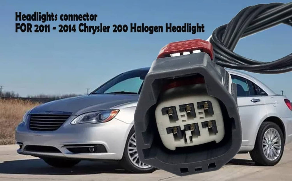 Headlight connector pigtail plug with black cable and cream multi-pin connector