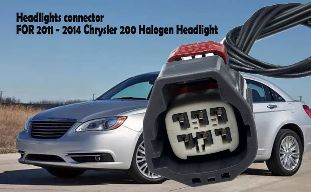 Headlight connector pigtail plug with black cable and cream multi-pin connector
