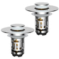 Chrome bathroom sink pop-up drain strainer, two-piece set with removable basket