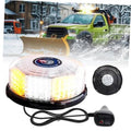 Amber-white 96-LED beacon strobe light with magnetic base and inline power switch