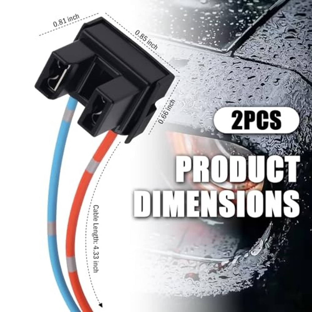 Black H7 headlight connector plug with blue/red wire leads; compact socket housing