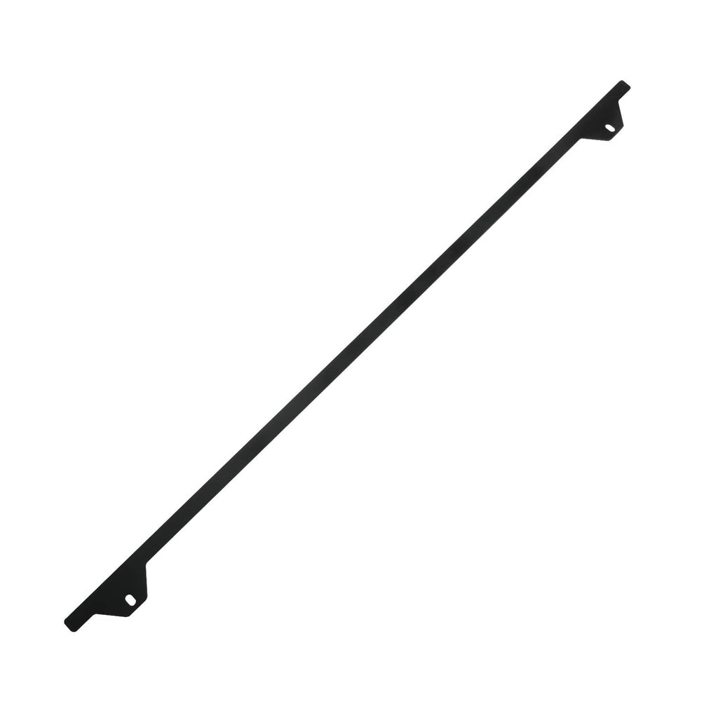 Long black mounting bar with two side bracket tabs and bolt holes